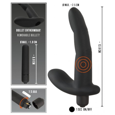 Черный вибромассажер простаты Naughty Finger Prostate Vibe - 13,8 см.