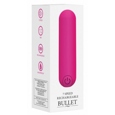 Розовая перезаряжаемая вибропуля 7 Speed Rechargeable Bullet - 7,7 см.